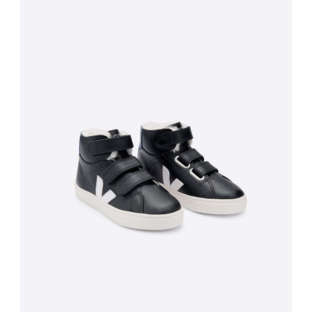 Kids' Veja ESPLAR MID FURED CHROMEFREE High Tops Black | ZA 685RVD